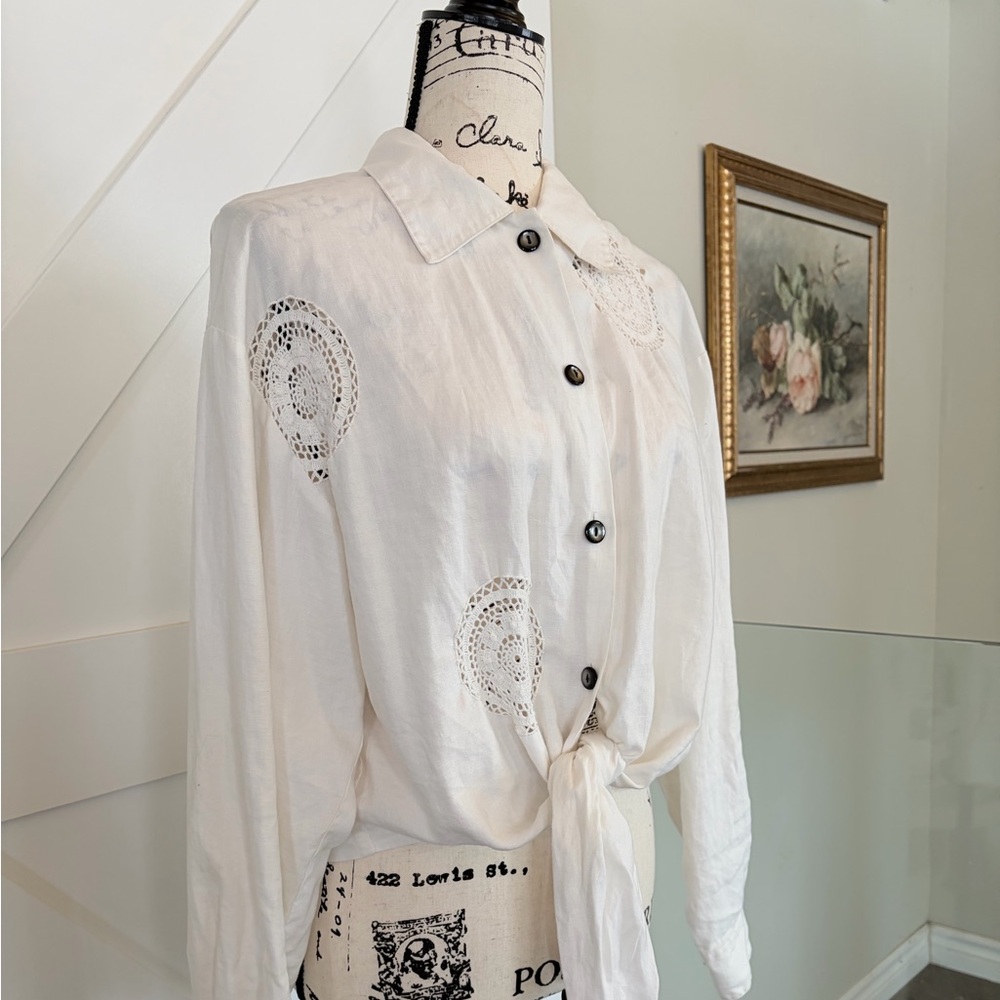 Vintage Linen Tie Shirt